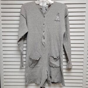 XS Vintage Waffle Bugs Bunny Romper Gray Looney Tunes Sleepwear Thermal